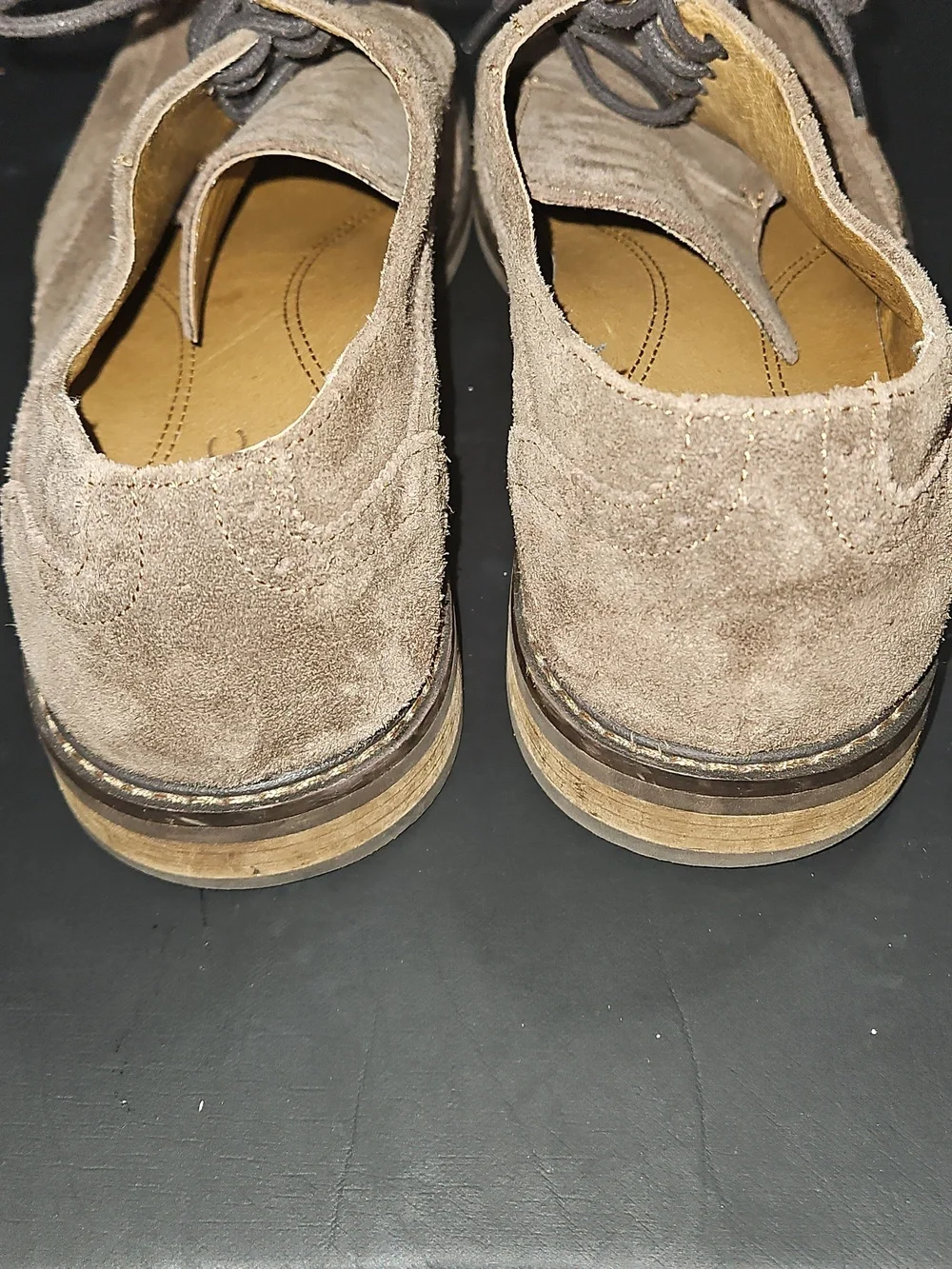 Vionic Men's Suede Lace-Up Oxfords in Taupe Brown Size 10.5